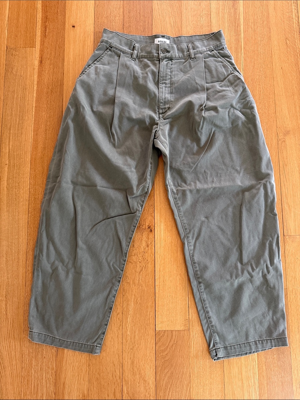 AGOLDE Olive Green Pleated Jean Pants